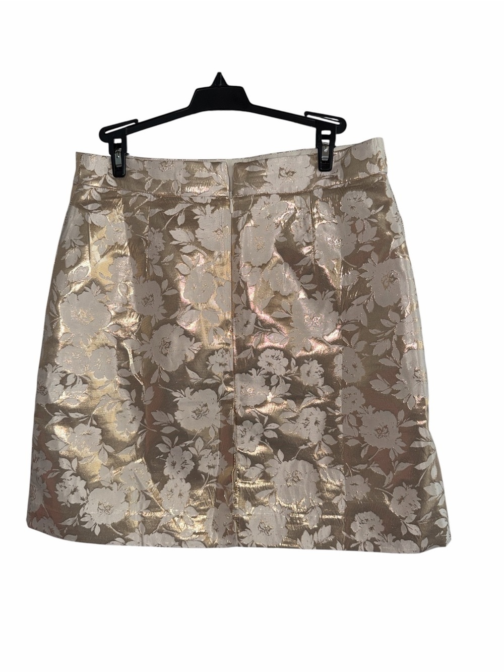J. Crew Factory Floral Jacquard A Line Skirt Metallic Gold White Size 6 - Picture 3 of 8